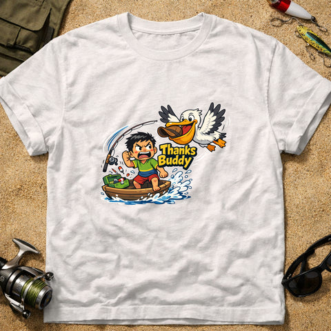 **“Thanks Buddy.” – Funny Pelican Fishing T‑Shirt** | Unisex