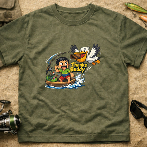 **“Thanks Buddy.” – Funny Pelican Fishing T‑Shirt** | Unisex