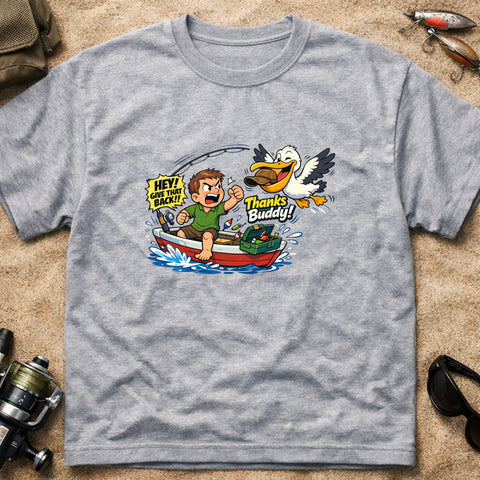 **“Thanks Buddy!!” – Funny Pelican Fishing T‑Shirt** | Unisex