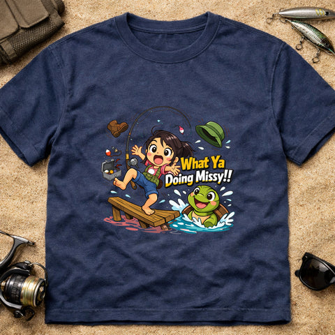 **“What Ya Doing Missy!!” – Funny Turtle Fishing T‑Shirt** | Unisex