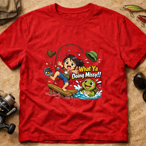 **“What Ya Doing Missy!!” – Funny Turtle Fishing T‑Shirt** | Unisex