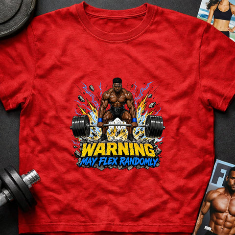 **“Warning May Flex Randomly” – Black Male Barbell Edition** | Unisex