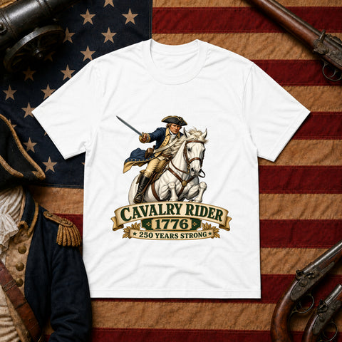 # ⭐ **Cavalry Rider (White Horse) – 1776 – 250 Years Strong | Unisex**
