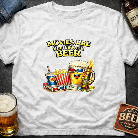 Movies Are Better With Beer – Funny Beer Lover T-Shirt - Laugh Suppy