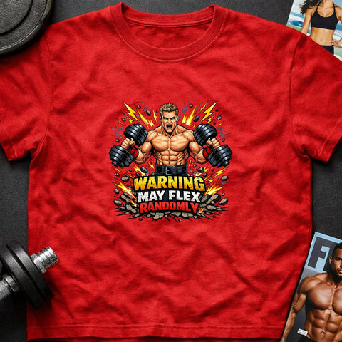 Warning May Flex Randomly – Blonde Hair Caucasian Male Dumbbells Edition - Laugh Suppy