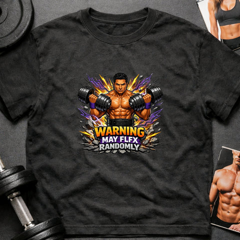 Warning May Flex Randomly – Hispanic Male Dumbbells Edition - Laugh Suppy
