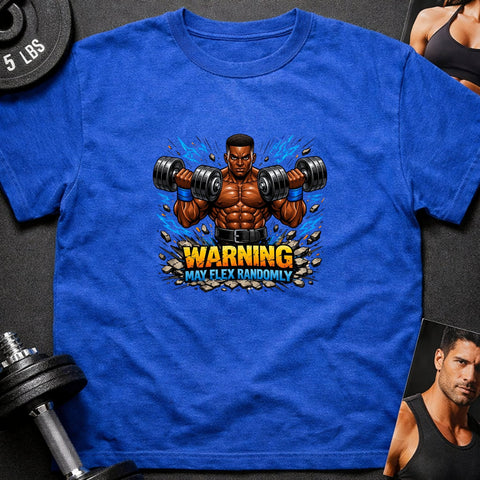 Warning May Flex Randomly – Black Male Dumbbells Edition - Laugh Suppy