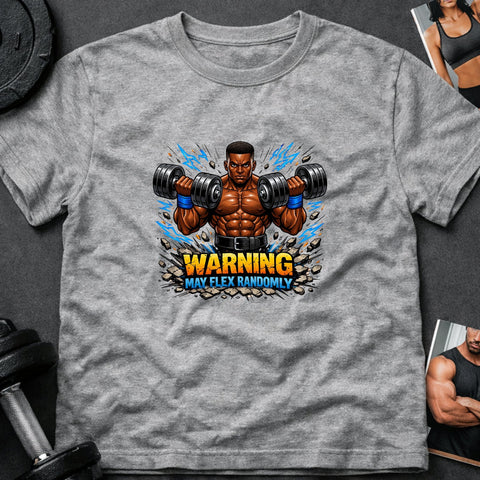 Warning May Flex Randomly – Black Male Dumbbells Edition - Laugh Suppy
