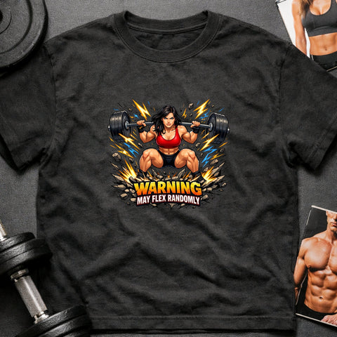 Warning May Flex Randomly – Black Hair Caucasian Female Barbell Edition - Laugh Suppy