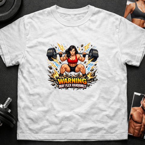 Warning May Flex Randomly – Black Hair Caucasian Female Barbell Edition - Laugh Suppy