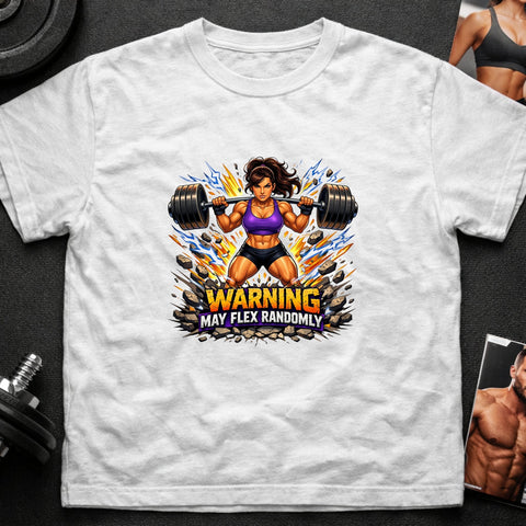 Warning May Flex Randomly – Hispanic Female Barbell Edition - Laugh Suppy