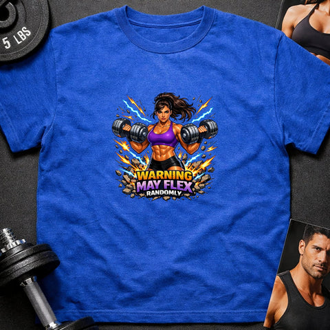 Warning May Flex Randomly – Hispanic Female Dumbbells Edition - Laugh Suppy