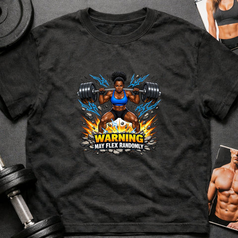 Warning May Flex Randomly – Black Female Barbell Edition - Laugh Suppy