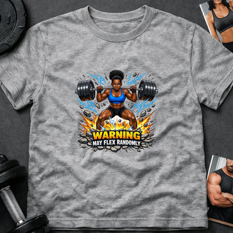 Warning May Flex Randomly – Black Female Barbell Edition - Laugh Suppy
