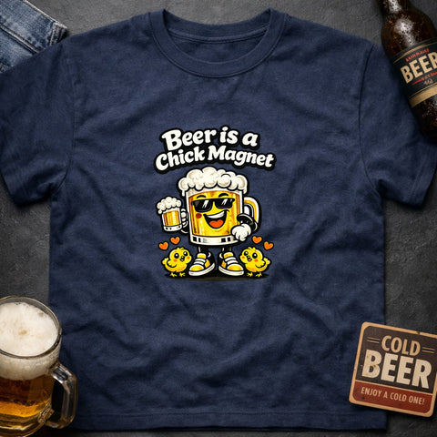 Beer Is a Chick Magnet” With Sunglasses, Hearts & Chicks - Laugh Suppy