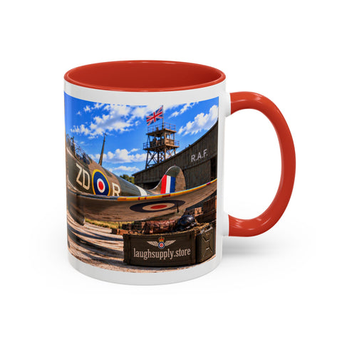 Skeleton Spitfire Pilot Mug – RAF WWII Retro Aviation Coffee Mug – Funny Dark Humor Gift for Pilots - Laugh Supply