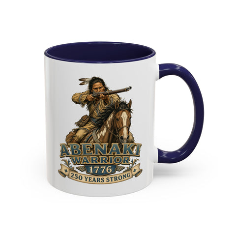Abenaki Warrior Coffee Mug – 1776 Abenaki Warrior Shooting A Musket