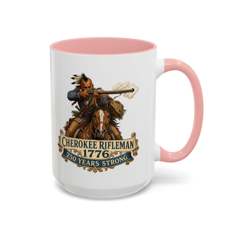 Cherokee Rifleman Coffee Mug — 1776 Mounted Warrior Shooting A Musket