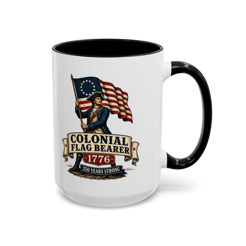 Colonial Flag Bearer 1776 Mug – Patriotic 250th Anniversary Coffee Mug