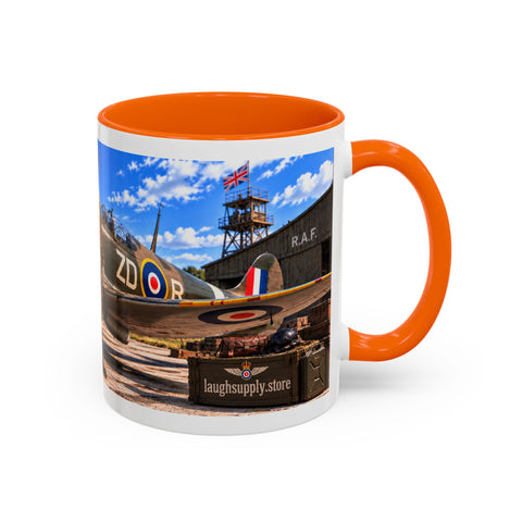 Skeleton Spitfire Pilot Mug – RAF WWII Retro Aviation Coffee Mug – Funny Dark Humor Gift for Pilots - Laugh Supply