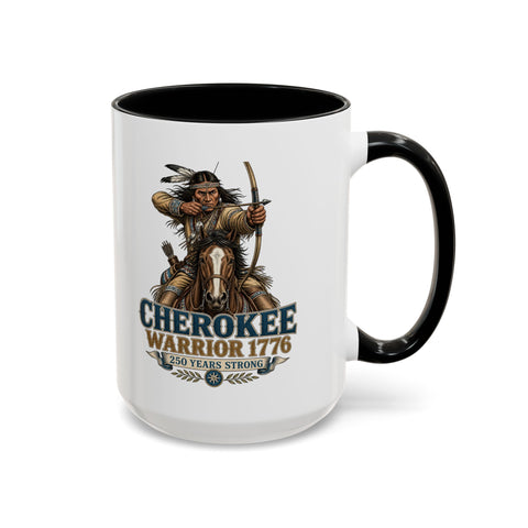 Cherokee Warrior 1776 Coffee Mug — Mounted Warrior Shooting A Bow
