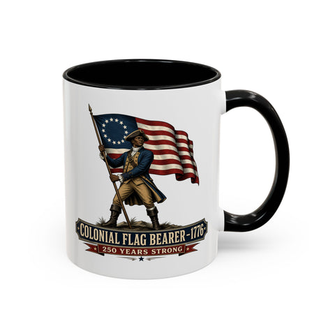 Colonial Flag Bearer 1776 Coffee Mug — Patriotic 250 Years Anniversary