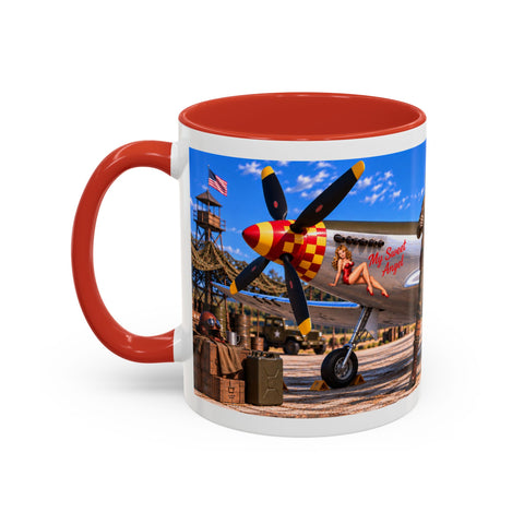 Skeleton Fighter Pilot Mug – P-51 Mustang WWII Retro Aviation Coffee Mug – Funny Dark Humor Gift for Pilots - Laugh Supply