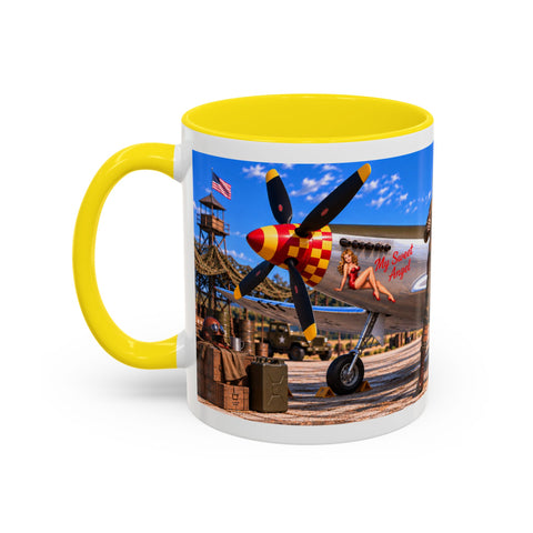 Skeleton Fighter Pilot Mug – P-51 Mustang WWII Retro Aviation Coffee Mug – Funny Dark Humor Gift for Pilots - Laugh Supply