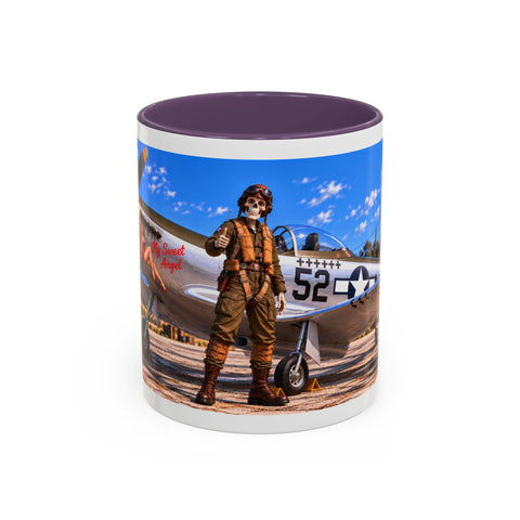 Skeleton Fighter Pilot Mug – P-51 Mustang WWII Retro Aviation Coffee Mug – Funny Dark Humor Gift for Pilots - Laugh Supply