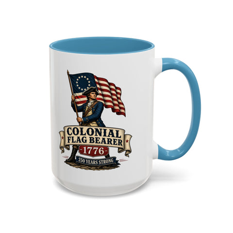 Colonial Flag Bearer 1776 Mug – Patriotic 250th Anniversary Coffee Mug