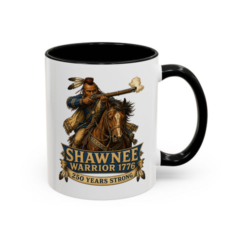 Shawnee Warrior Coffee Mug — 1776 Mounted Warrior Shooting A Musket