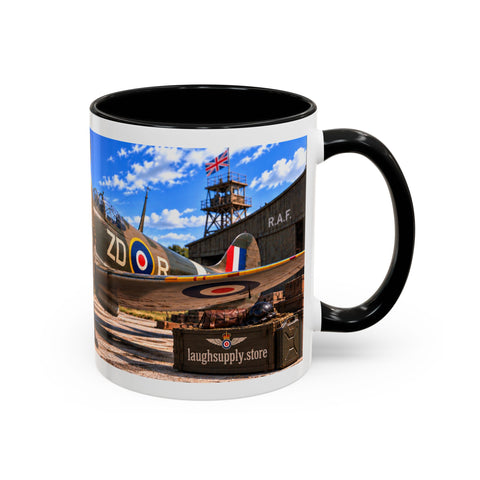 Skeleton Spitfire Pilot Mug – RAF WWII Retro Aviation Coffee Mug – Funny Dark Humor Gift for Pilots - Laugh Supply