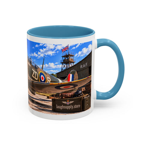 Skeleton Spitfire Pilot Mug – RAF WWII Retro Aviation Coffee Mug – Funny Dark Humor Gift for Pilots - Laugh Supply