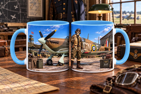 Skeleton Hurricane Pilot Mug – RAF WWII Retro Aviation Coffee Mug – Funny Dark Humor Gift for Pilots
