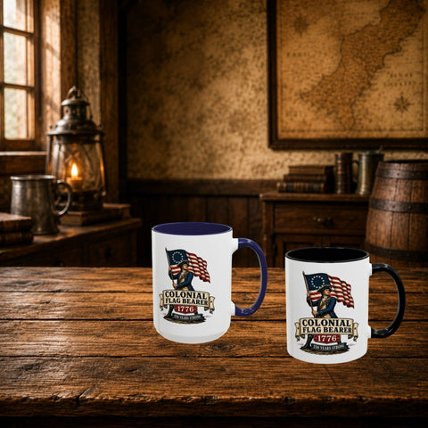 Colonial Flag Bearer 1776 Mug – Patriotic 250th Anniversary Coffee Mug - Laugh Suppy