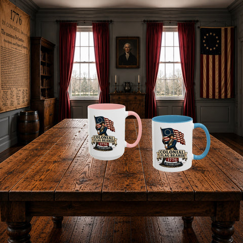 Colonial Flag Bearer 1776 Mug – Patriotic 250th Anniversary Coffee Mug - Laugh Suppy