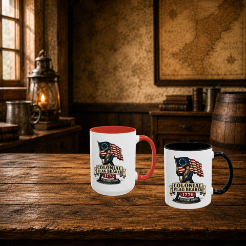 Colonial Flag Bearer 1776 Mug – Patriotic 250th Anniversary Coffee Mug - Laugh Suppy