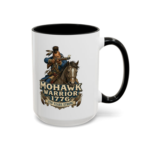 Mohawk Warrior Coffee Mug — 1776 Mounted Warrior Shooting A Musket