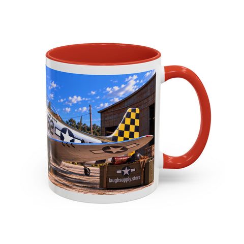Skeleton Fighter Pilot Mug – P-51 Mustang WWII Retro Aviation Coffee Mug – Funny Dark Humor Gift for Pilots - Laugh Supply