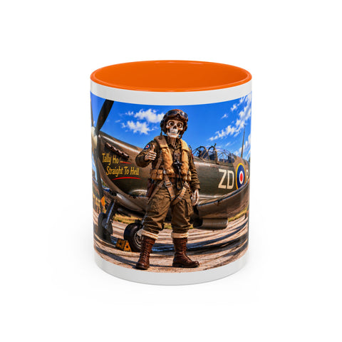 Skeleton Spitfire Pilot Mug – RAF WWII Retro Aviation Coffee Mug – Funny Dark Humor Gift for Pilots - Laugh Supply