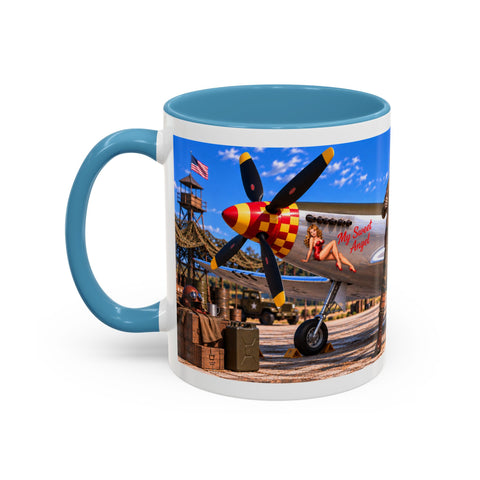 Skeleton Fighter Pilot Mug – P-51 Mustang WWII Retro Aviation Coffee Mug – Funny Dark Humor Gift for Pilots - Laugh Supply