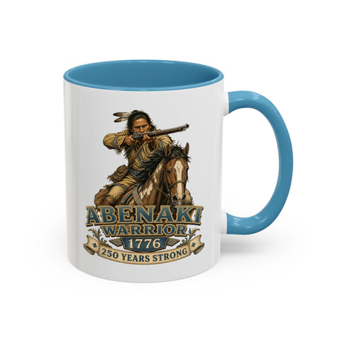 Abenaki Warrior Coffee Mug – 1776 Abenaki Warrior Shooting A Musket