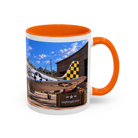 Skeleton Fighter Pilot Mug – P-51 Mustang WWII Retro Aviation Coffee Mug – Funny Dark Humor Gift for Pilots - Laugh Supply