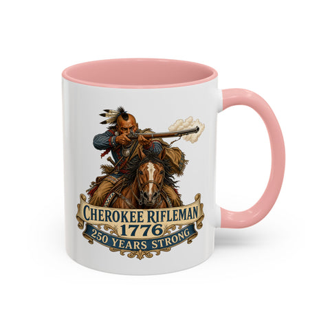 Cherokee Rifleman Coffee Mug — 1776 Mounted Warrior Shooting A Musket
