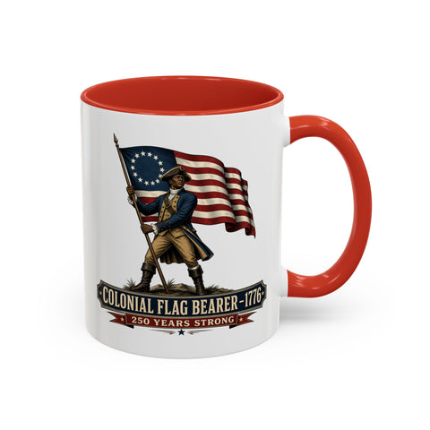 Colonial Flag Bearer 1776 Coffee Mug — Patriotic 250 Years Anniversary