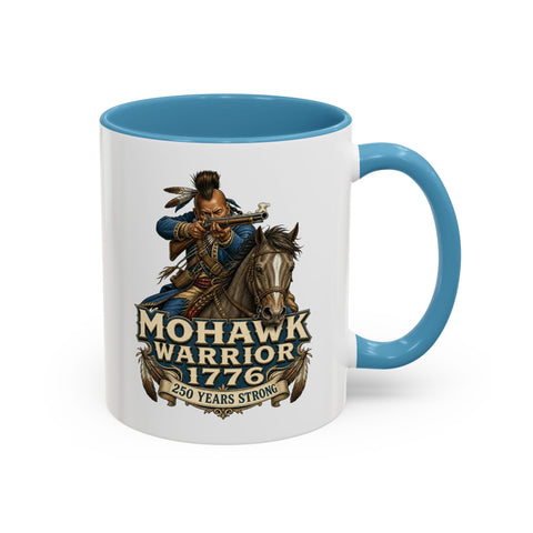 Mohawk Warrior Coffee Mug — 1776 Mounted Warrior Shooting A Musket