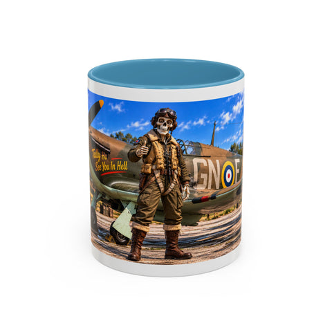 Skeleton Fighter Pilot Mug – RAF WWII Harrican Coffee Mug – Funny Dark Humor Gift for Pilots - Laugh Supply