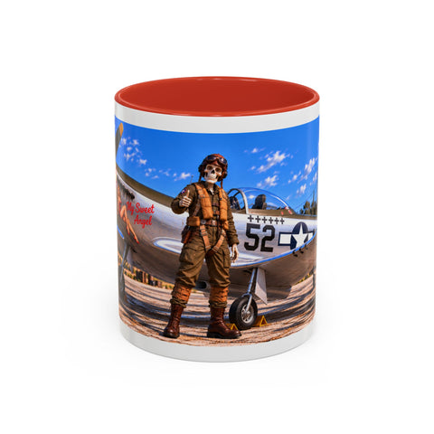 Skeleton Fighter Pilot Mug – P-51 Mustang WWII Retro Aviation Coffee Mug – Funny Dark Humor Gift for Pilots - Laugh Supply