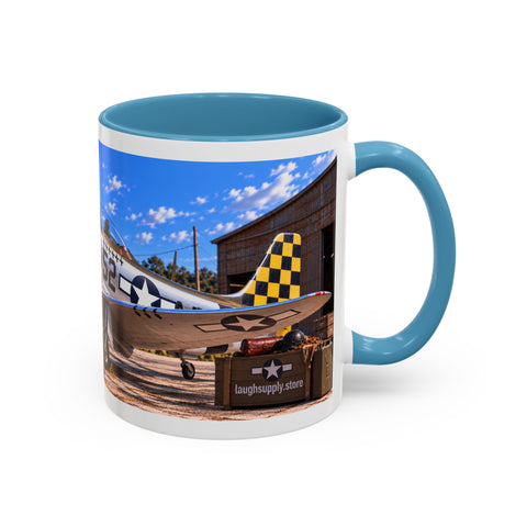 Skeleton Fighter Pilot Mug – P-51 Mustang WWII Retro Aviation Coffee Mug – Funny Dark Humor Gift for Pilots - Laugh Supply
