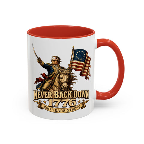 Never Back Down 1776 Coffee Mug – Continental Horseman 250th Anniversary Edition